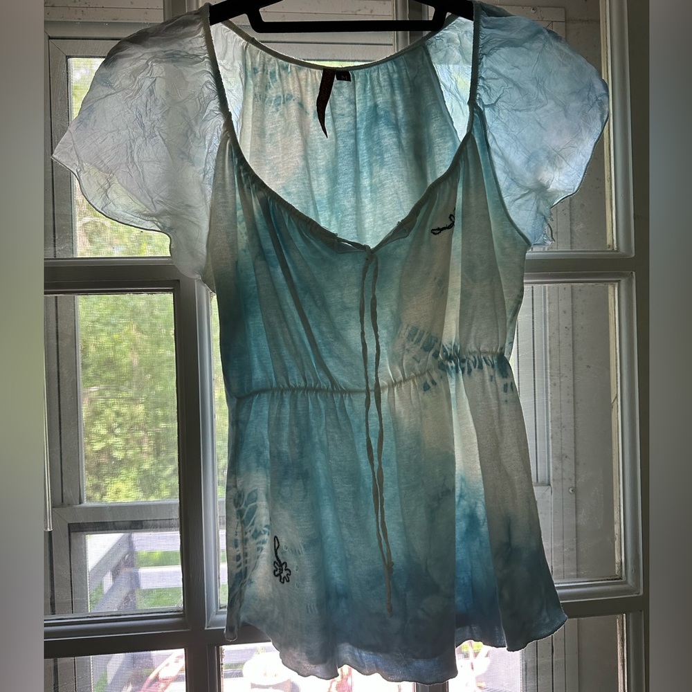 Embellished Pastel Fairy Coquette Top by Language LA Romantic Empire Waist ~ M - Picture 9 of 13